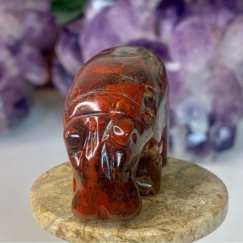 Red Tiger Iron Carved Stone Bear Crystal Carving Animal Figurine Rare 2" READ - Picture 4 of 16